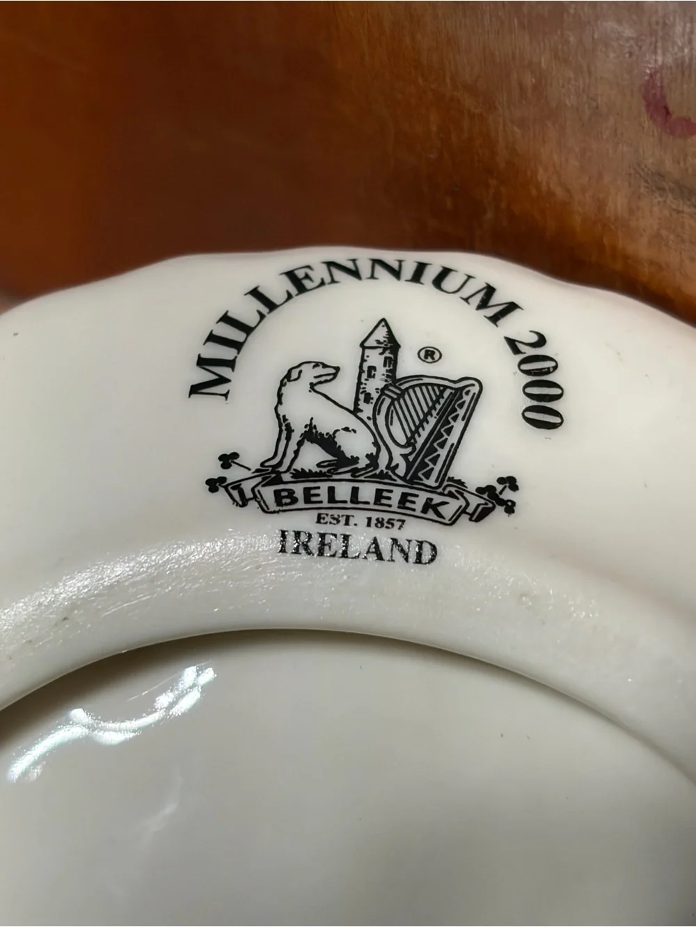 Vintage Belleek Millennium 2000 Enchanted Garden Floral Ring Holder Ireland